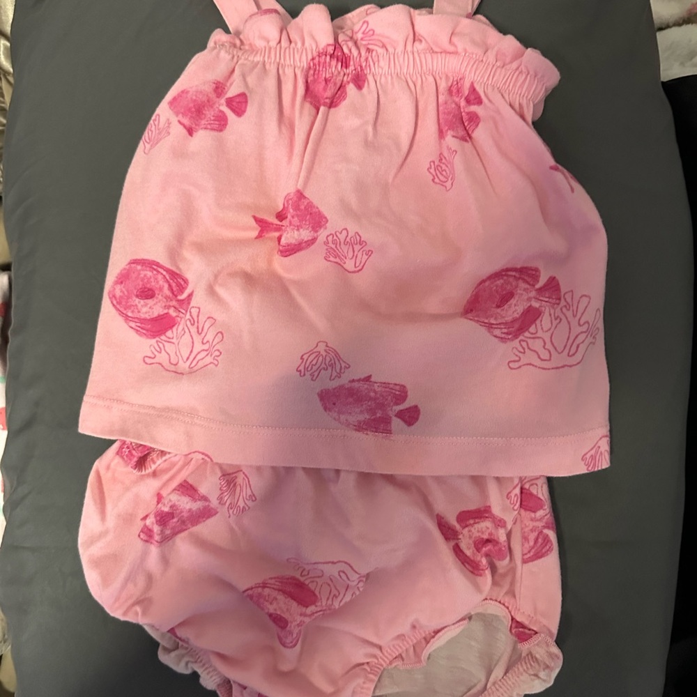 Carter's Pink Fish Print Diaper Cover Set